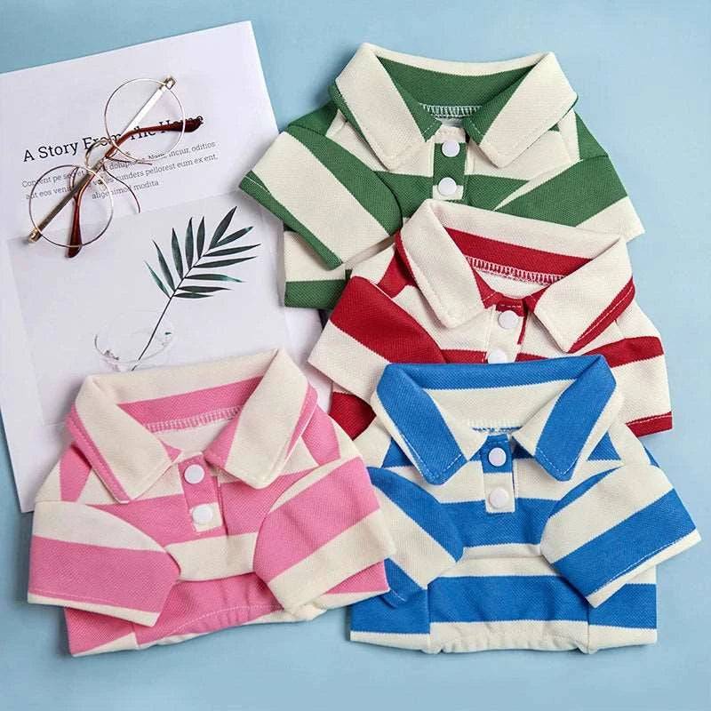 Red pet polo shirt from TrendyPet's Zone, casual summer clothing for small and large cats, featuring a comfortable fit and stylish design.