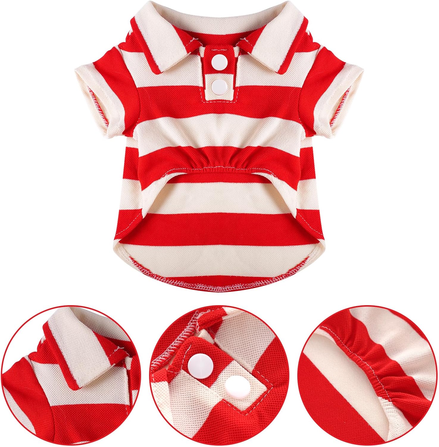 Red pet polo shirt from TrendyPet's Zone, casual summer cat clothing for small and large kittens, lightweight and comfortable.