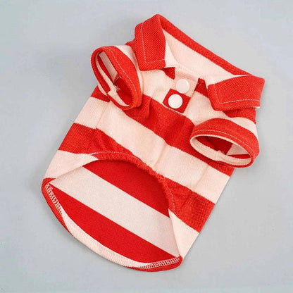 Red Pet Polo Shirt Summer Dog Clothes Casual Clothing for Small Large Puppy T-shirt Shirts - TrendyPet's Zone