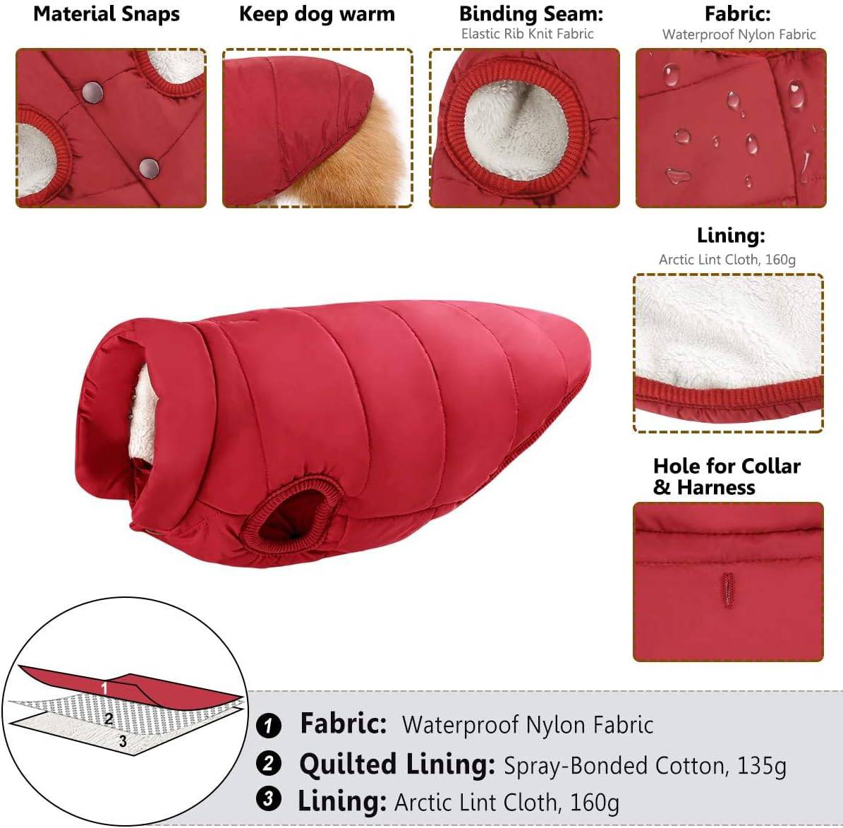 Red Pet Winter Dog Clothes Jackets Suit Warm Fleece Vest Small Large Dog Waistcoat Clothing Pet Supplies - TrendyPet's Zone