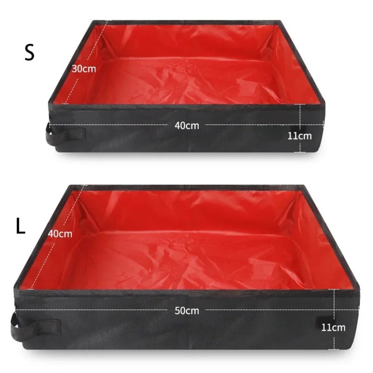 Black portable folding travel cat litter box by TrendyPet's Zone, waterproof and foldable pet toilet tray for outdoor road trips.