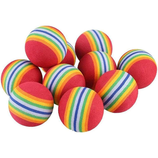 Red Rainbow Cat Toy Balls Soft Foam Interactive Indoor Kittens Favorite Chase Quiet Play Sponge Ball - TrendyPet's Zone