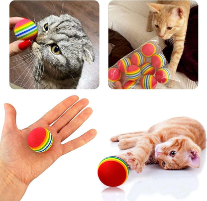 Red Rainbow Cat Toy Balls Soft Foam Interactive Indoor Kittens Favorite Chase Quiet Play Sponge Ball - TrendyPet's Zone