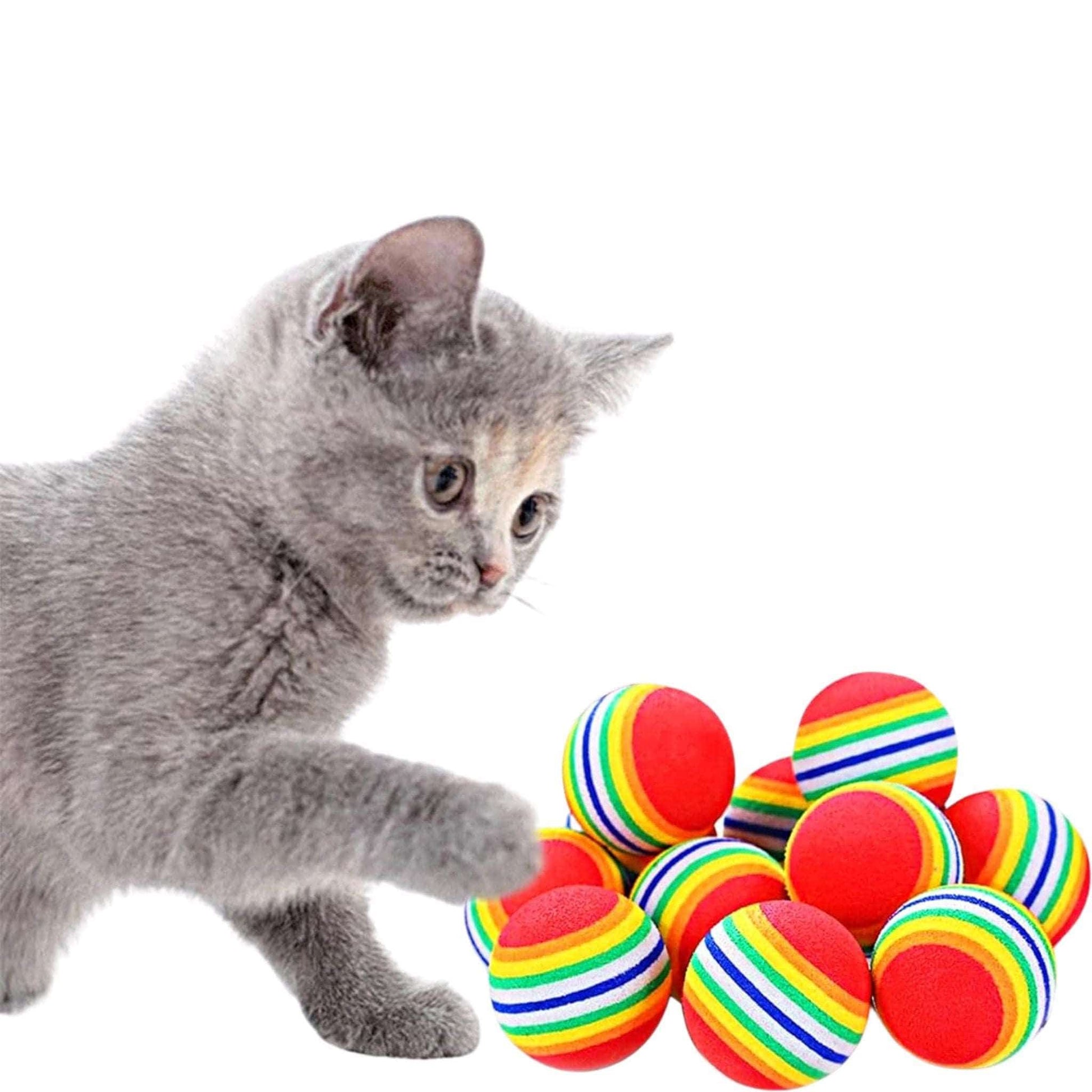 Red Rainbow Cat Toy Balls Soft Foam Interactive Indoor Kittens Favorite Chase Quiet Play Sponge Ball - TrendyPet's Zone