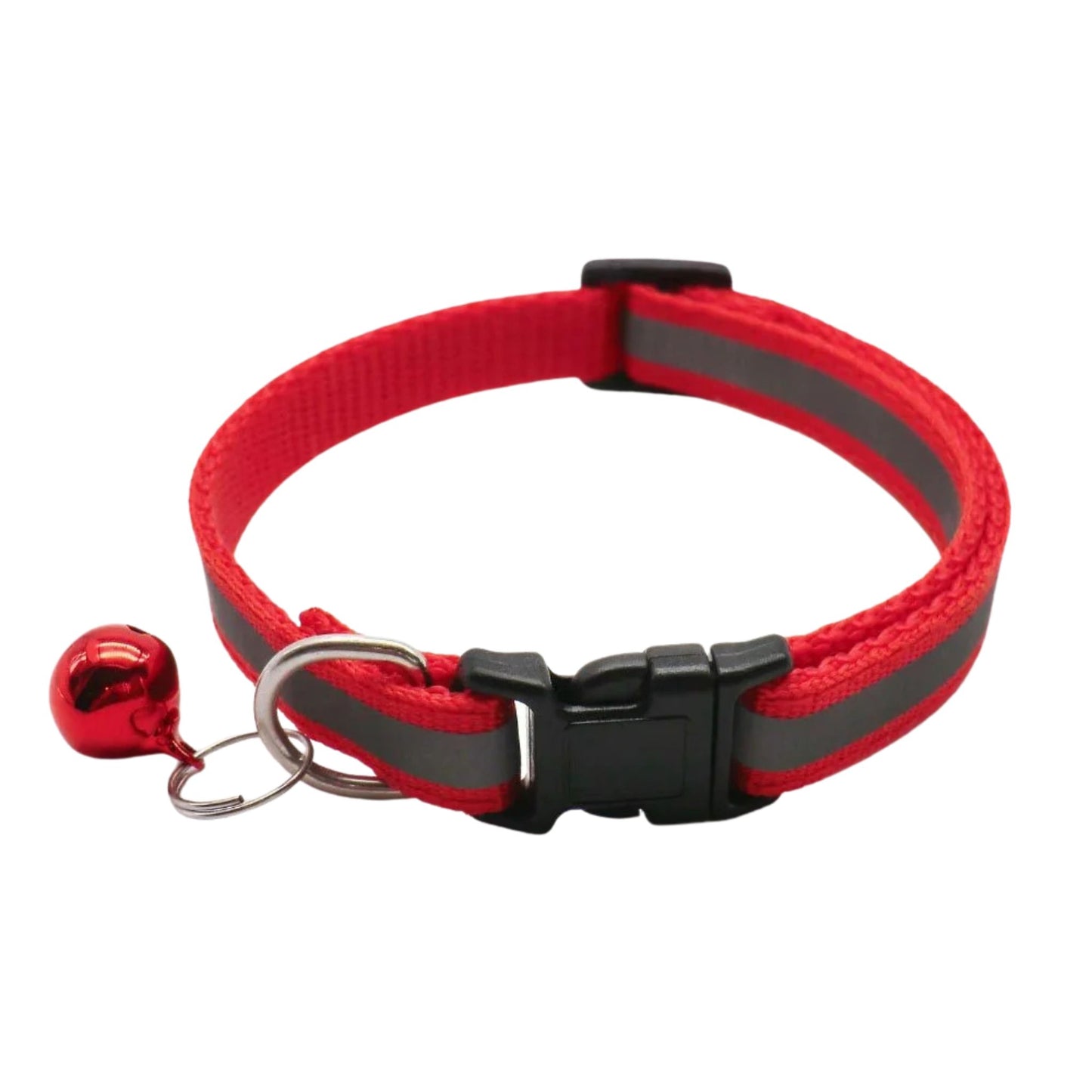 Red reflective LED cat collar with bell, adjustable nylon safety breakaway design for cats and kittens by TrendyPet's Zone.