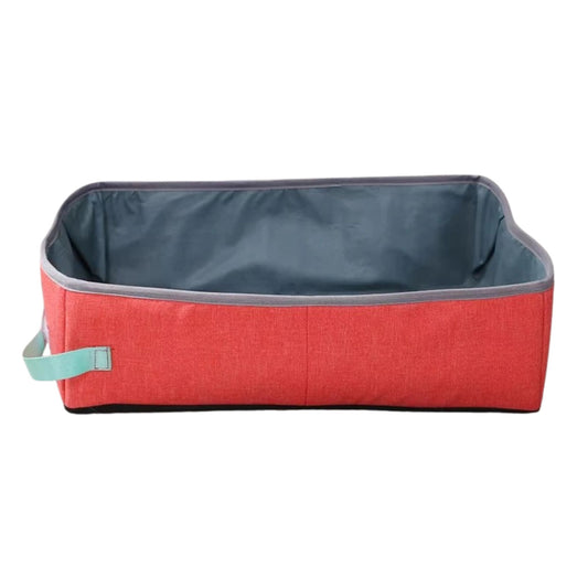 Red Semi-Enclosed Foldable Cat Litter Box – Portable Waterproof Oxford Cloth Large Kitten Litter Tray TrendyPet's Zone
