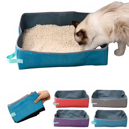 Purple Semi-Enclosed Foldable Cat Litter Box – Portable Waterproof Oxford Cloth Large Kitten Litter Tray TrendyPet's Zone
