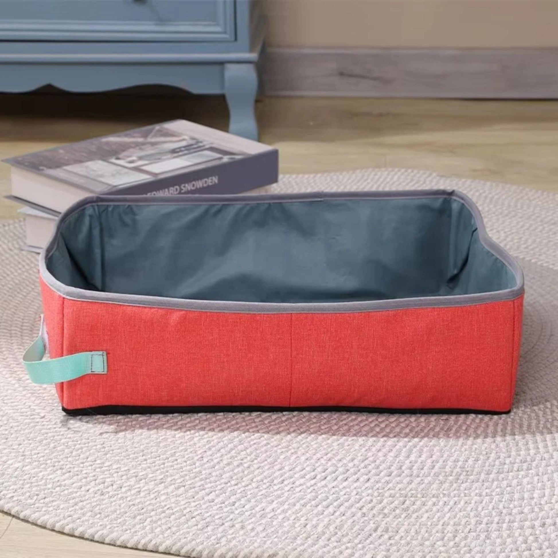 Red Semi-Enclosed Foldable Cat Litter Box – Portable Waterproof Oxford Cloth Large Kitten Litter Tray TrendyPet's Zone
