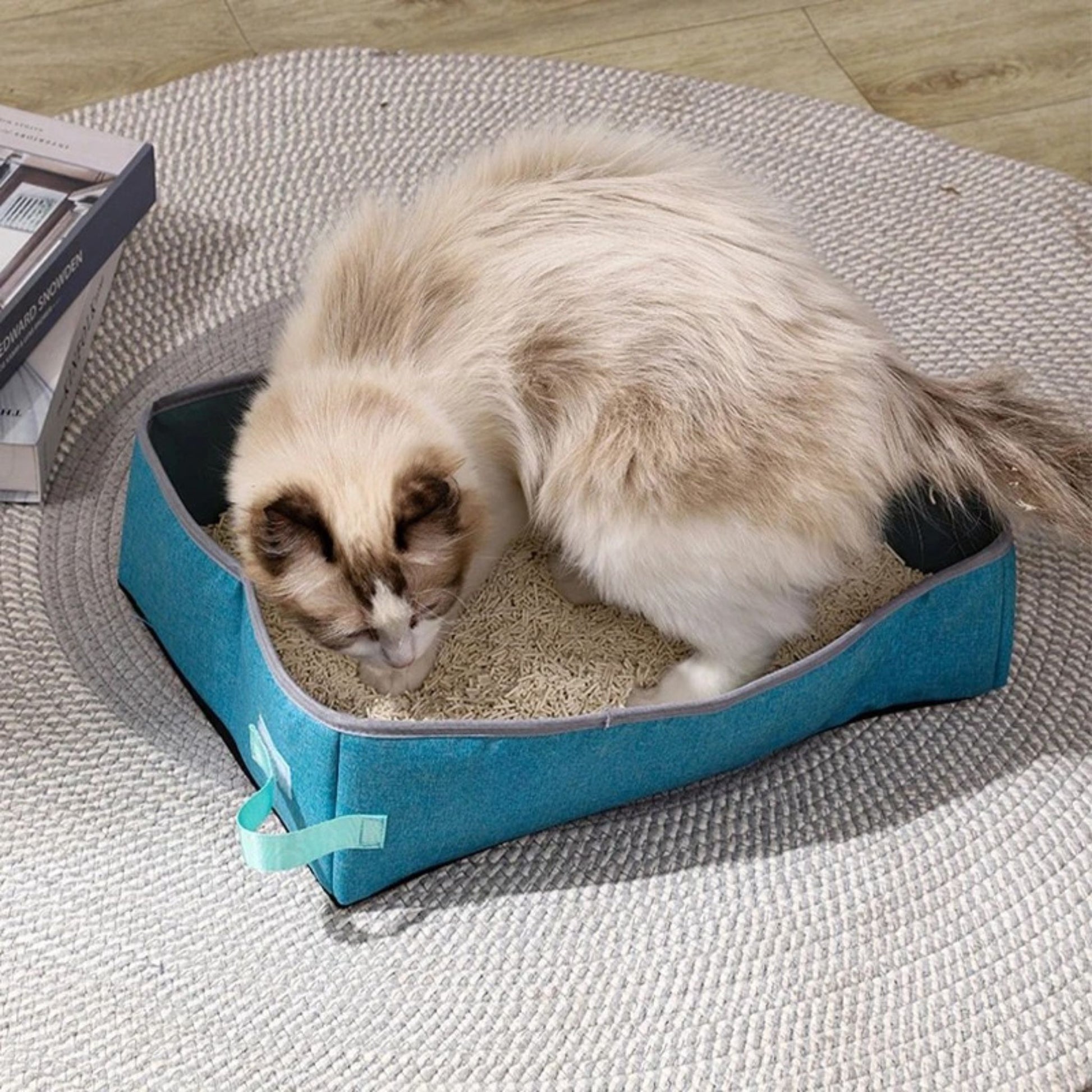 Purple Semi-Enclosed Foldable Cat Litter Box – Portable Waterproof Oxford Cloth Large Kitten Litter Tray TrendyPet's Zone