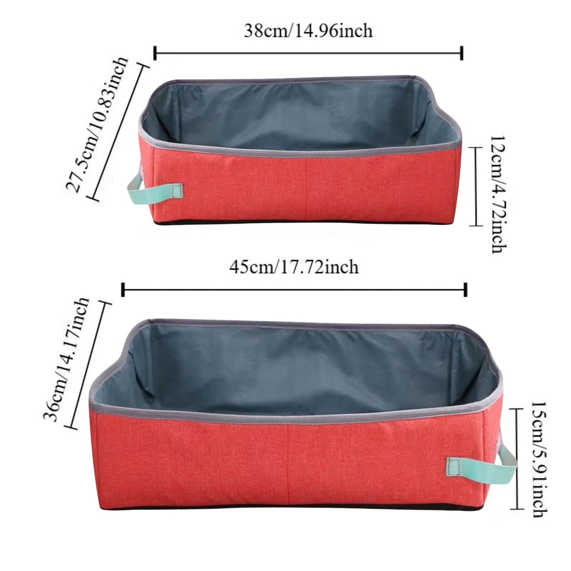 Red Semi-Enclosed Foldable Cat Litter Box – Portable Waterproof Oxford Cloth Large Kitten Litter Tray TrendyPet's Zone