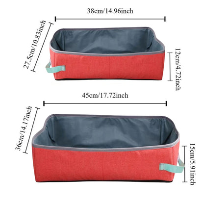 Red Semi-Enclosed Foldable Cat Litter Box – Portable Waterproof Oxford Cloth Large Kitten Litter Tray TrendyPet's Zone