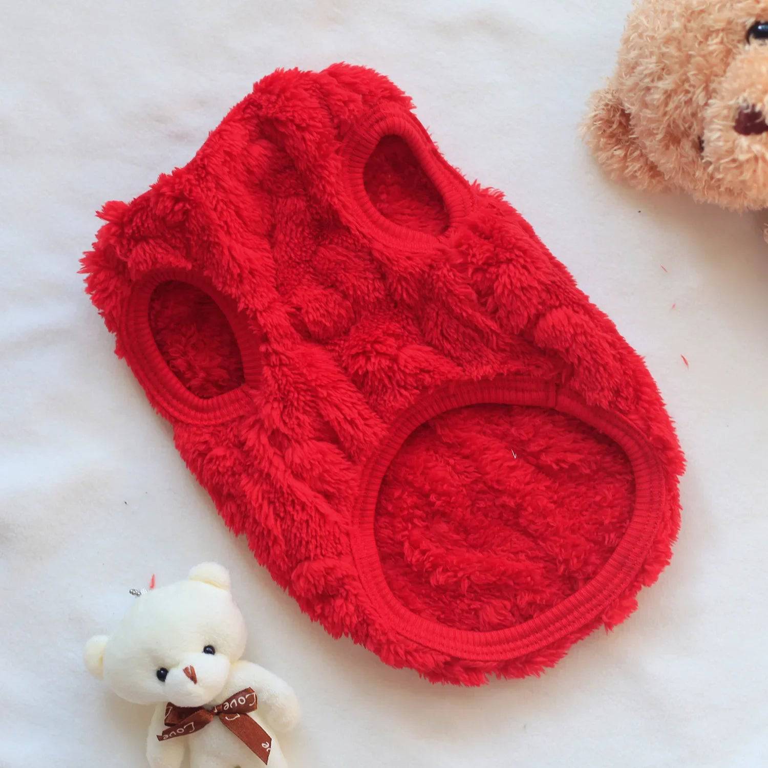 Red Soft Cozy Autumn Winter Warm Fleece Dog Cat Sweaters - TrendyPet's Zone