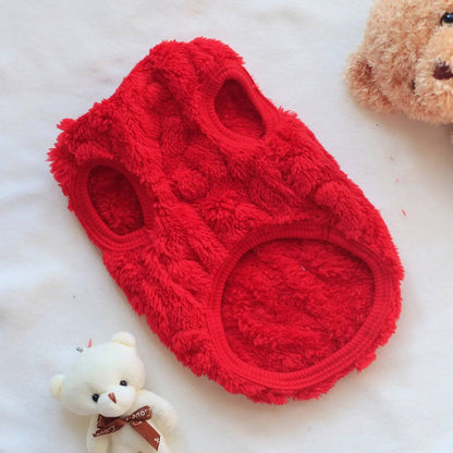 Red Soft Cozy Autumn Winter Warm Fleece Dog Cat Sweaters - TrendyPet's Zone