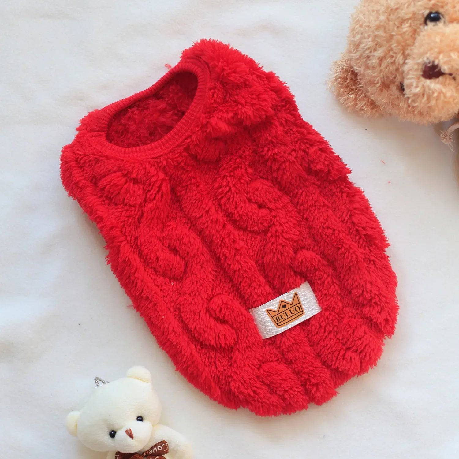 Red Soft Cozy Autumn Winter Warm Fleece Dog Cat Sweaters - TrendyPet's Zone