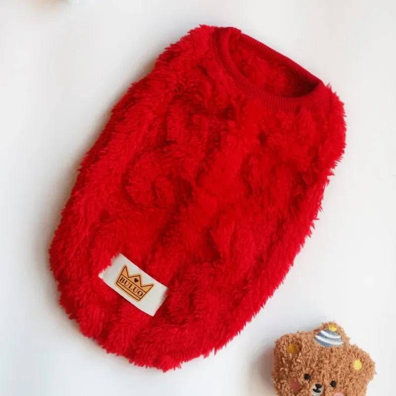 Red Soft Cozy Autumn Winter Warm Fleece Dog Cat Sweaters - TrendyPet's Zone