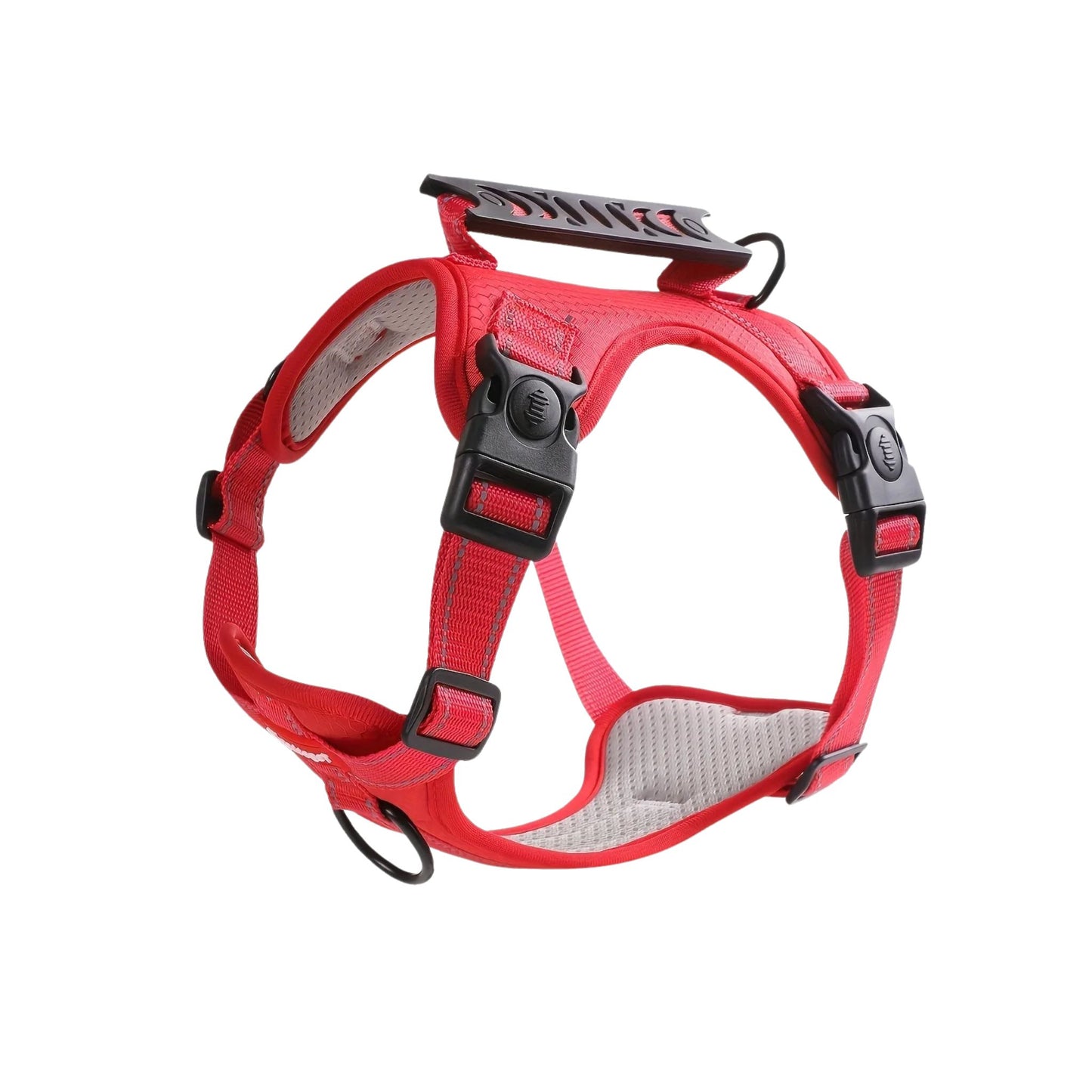 Red soft no-pull dog harness by TrendyPet's Zone with adjustable fit and easy control handle for comfortable walking.