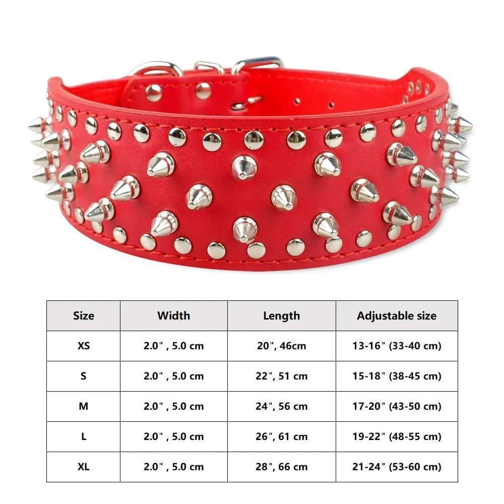 Red Spiked Studded Leather Dog Collar Adjustable Anti-Bite Puppy Neck Strap Collars For Small Medium Dogs - TrendyPet's Zone
