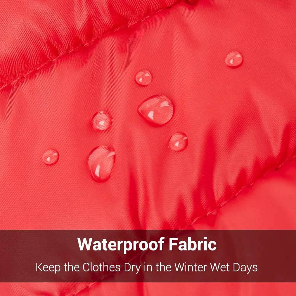 Red Super Warm Waterproof Dog Coat with Harness - TrendyPet's Zone
