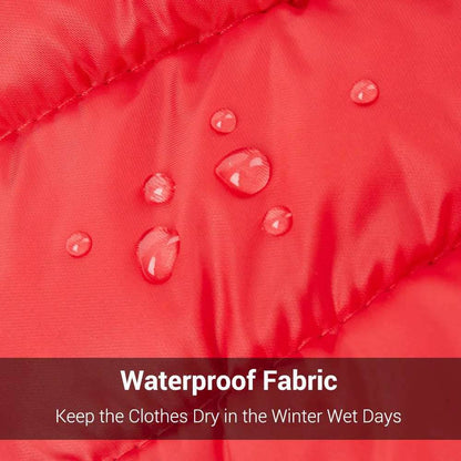 Red Super Warm Waterproof Dog Coat with Harness - TrendyPet's Zone
