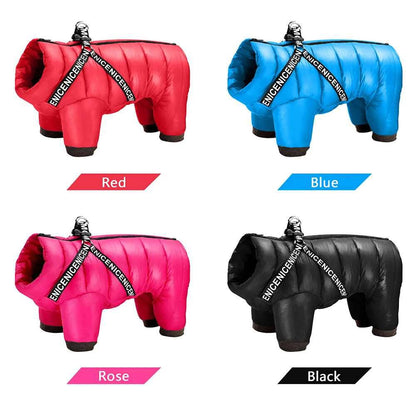 Red Super Warm Waterproof Dog Coat with Harness - TrendyPet's Zone