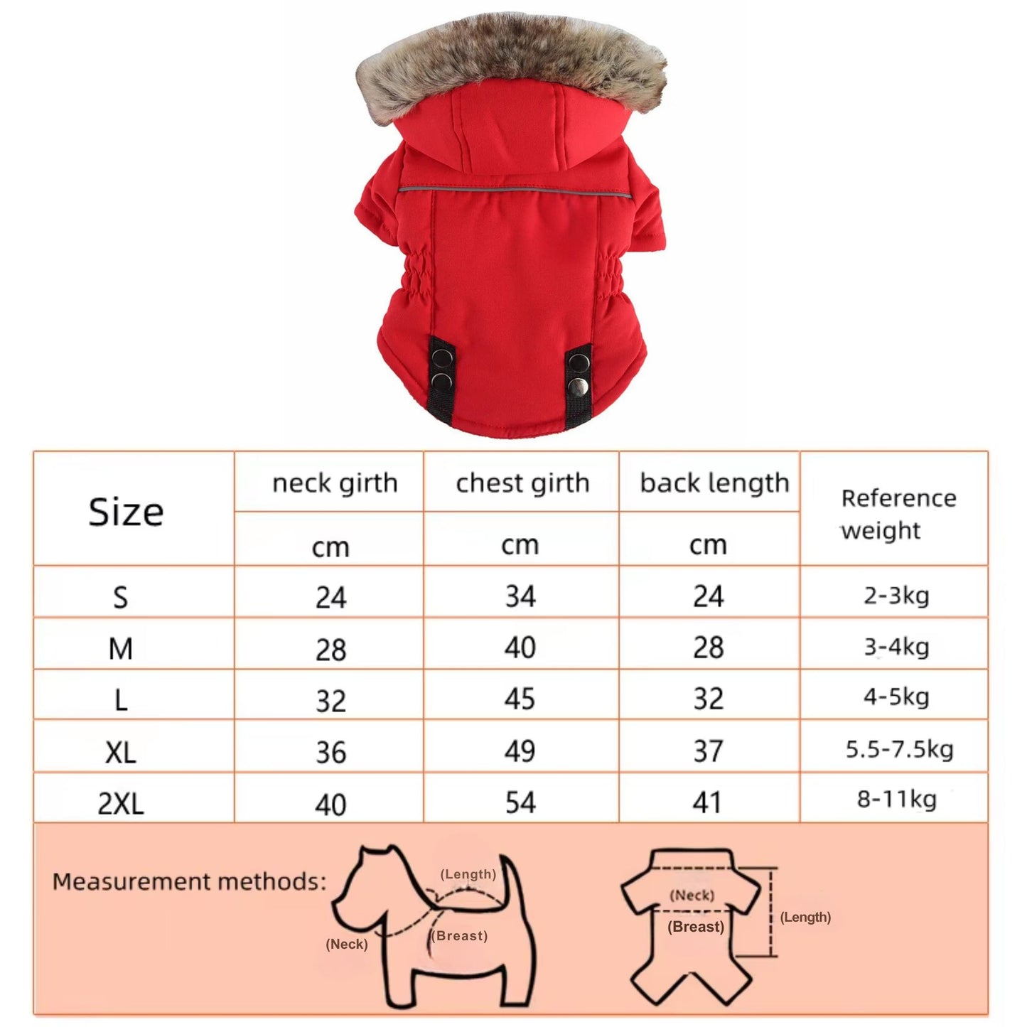Red Warm Pet Dog Clothes Winter Jacket Hooded Coat TrendyPet's Zone