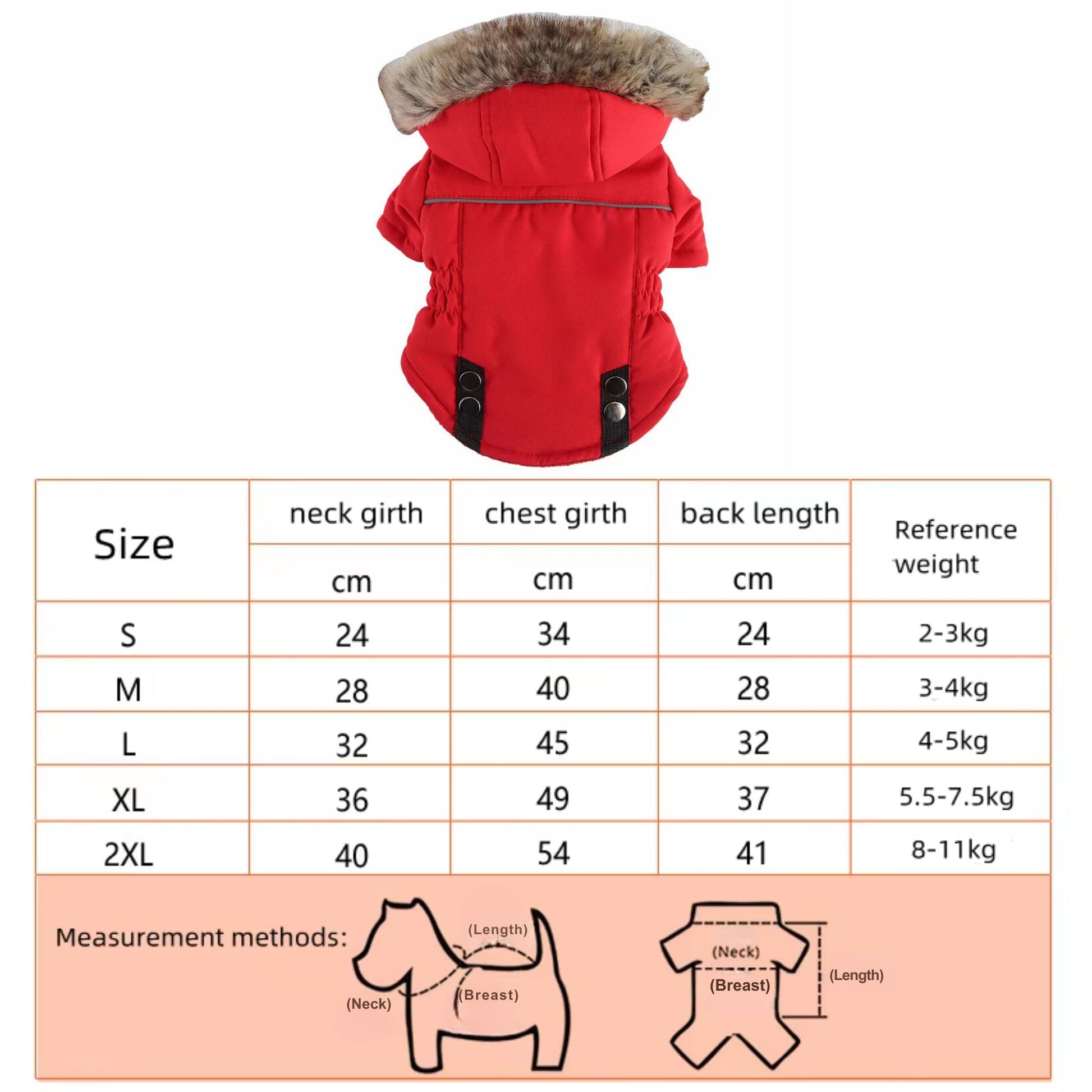 Red Warm Pet Dog Clothes Winter Jacket Hooded Coat TrendyPet's Zone