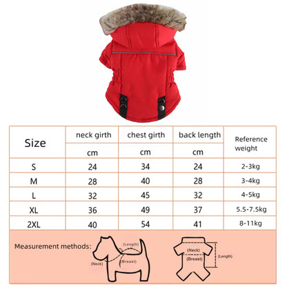 Red Warm Pet Dog Clothes Winter Jacket Hooded Coat TrendyPet's Zone