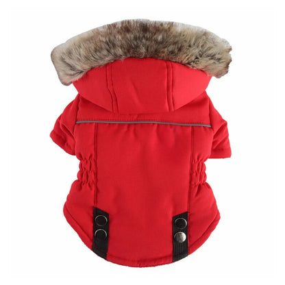 Red Warm Pet Dog Clothes Winter Jacket Hooded Coat TrendyPet's Zone