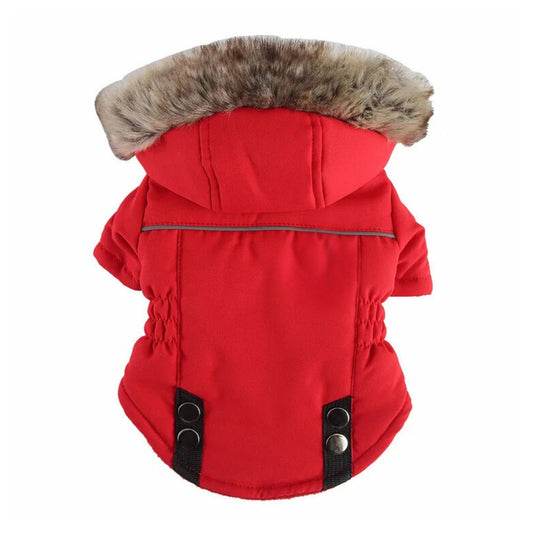 Red Warm Pet Dog Clothes Winter Jacket Hooded Coat TrendyPet's Zone