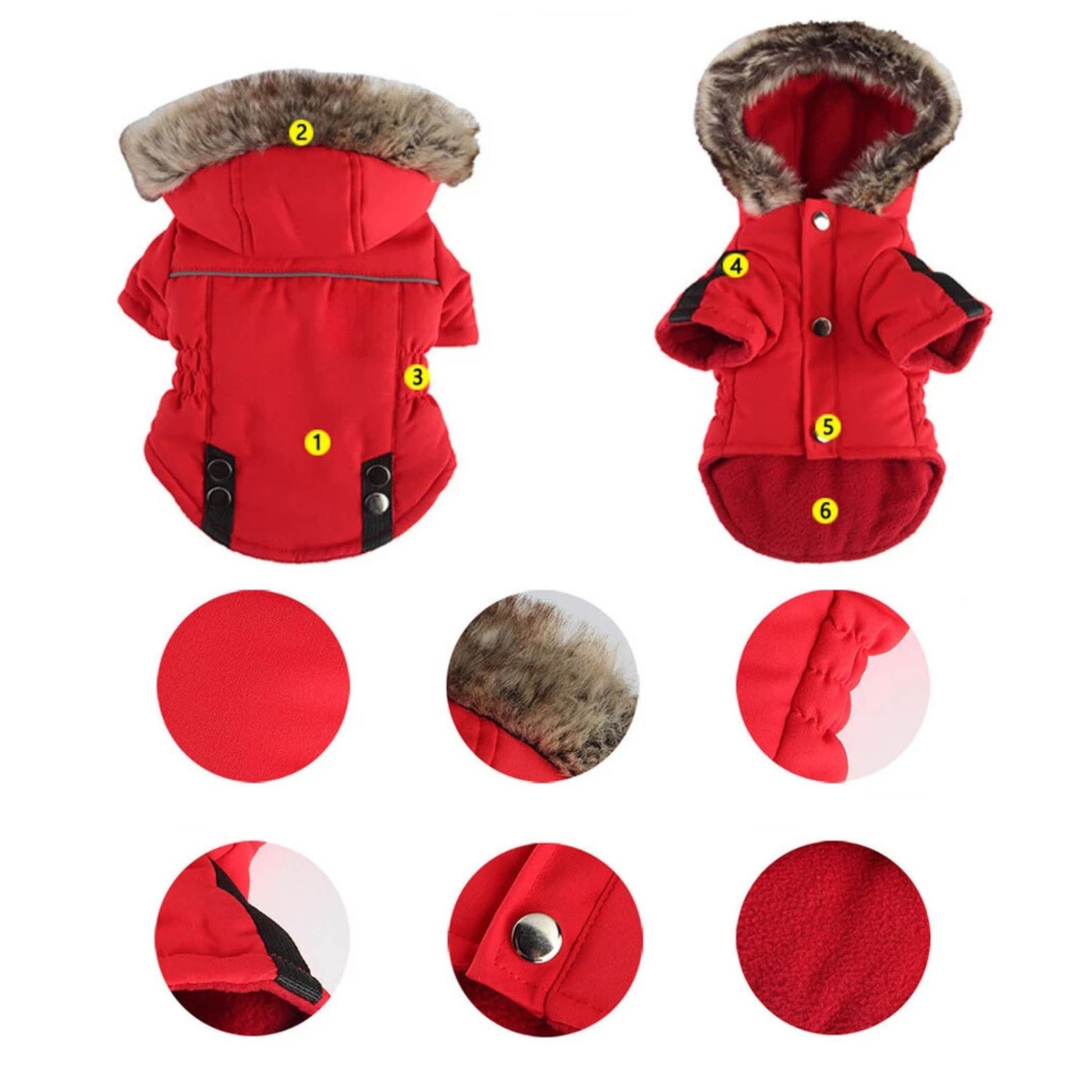 Red Warm Pet Dog Clothes Winter Jacket Hooded Coat TrendyPet's Zone