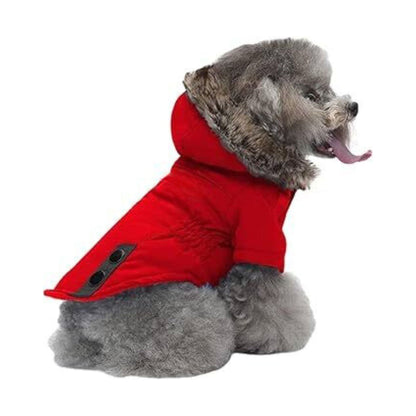 Red Warm Pet Dog Clothes Winter Jacket Hooded Coat TrendyPet's Zone