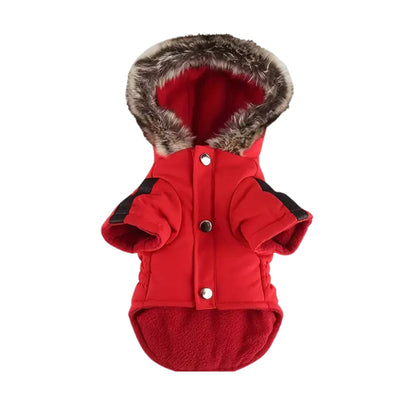 Red Warm Pet Dog Clothes Winter Jacket Hooded Coat TrendyPet's Zone