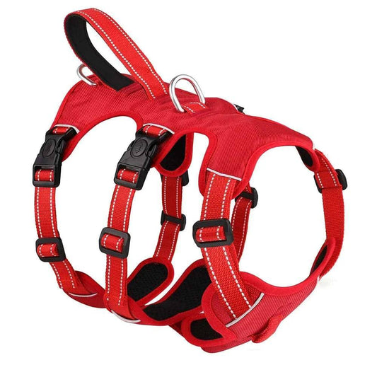 Red Waterproof Dog Harness Safe Buckle Padded Reflective Nylon Vest Medium Large Dog - TrendyPet's Zone