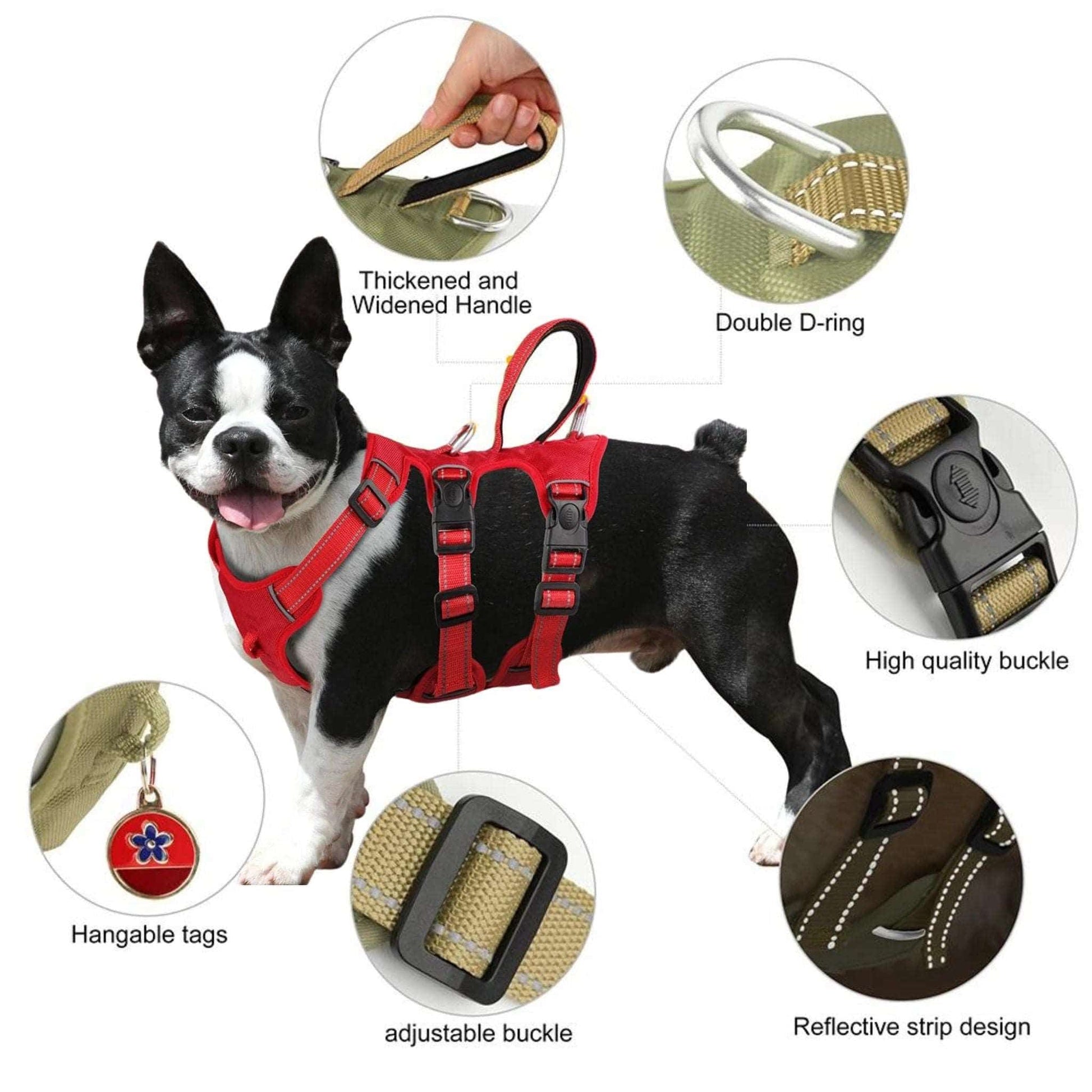 Red Waterproof Dog Harness Safe Buckle Padded Reflective Nylon Vest Medium Large Dog - TrendyPet's Zone