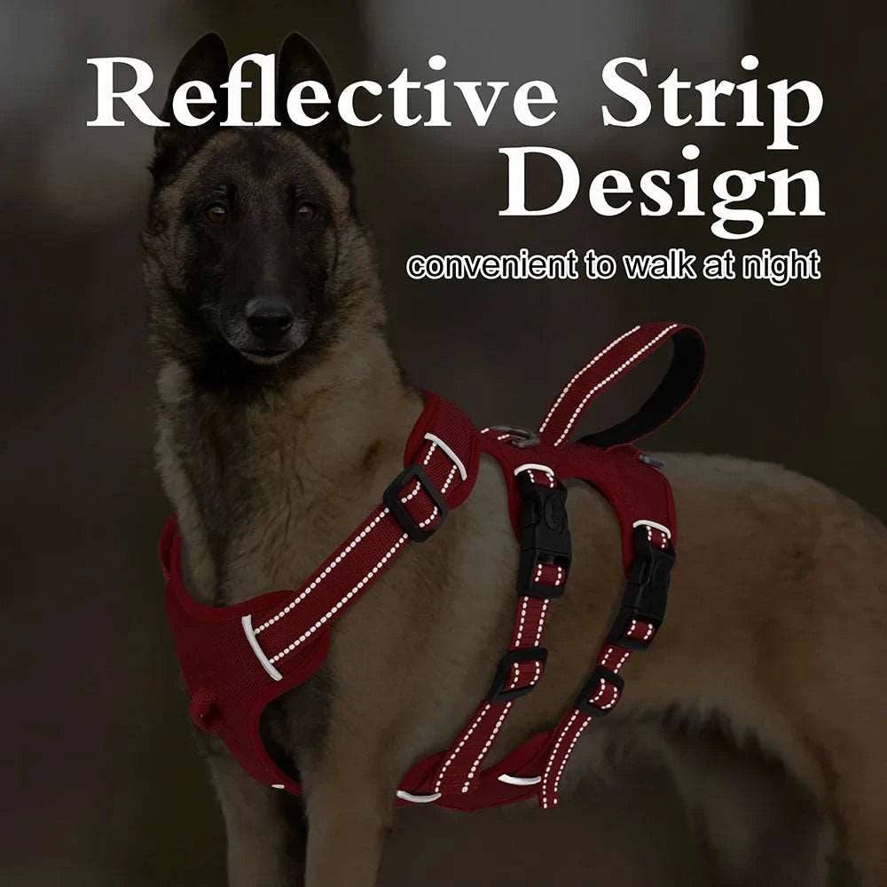 Red Waterproof Dog Harness Safe Buckle Padded Reflective Nylon Vest Medium Large Dog - TrendyPet's Zone