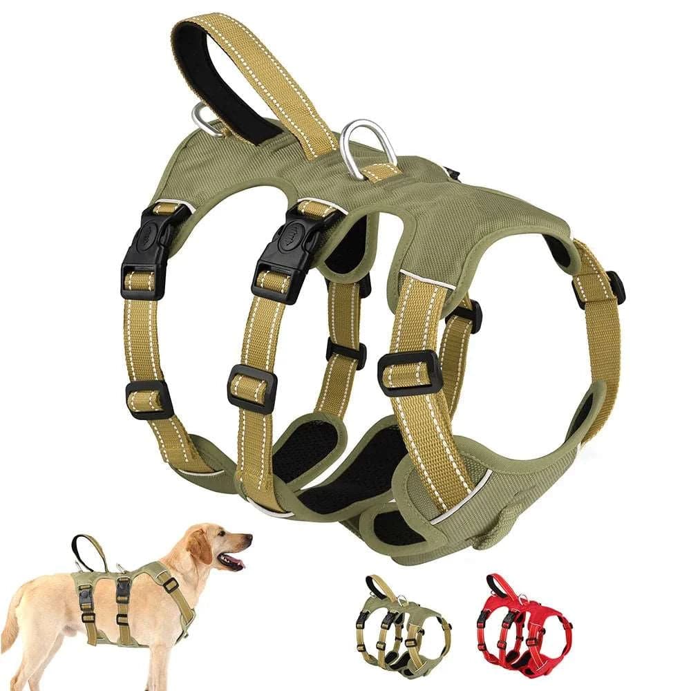 Red Waterproof Dog Harness Safe Buckle Padded Reflective Nylon Vest Medium Large Dog - TrendyPet's Zone