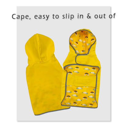 Red waterproof dog raincoat by TrendyPet's Zone with quick-adjust, dual-sided design for all weather conditions.