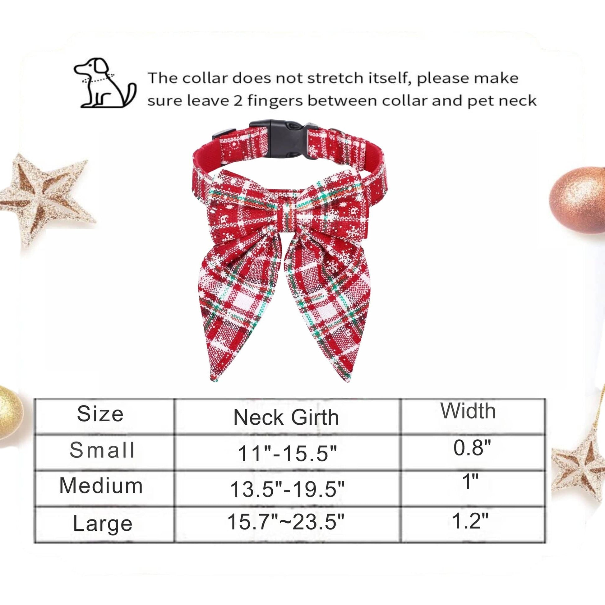 Red White Christmas Snowflake Pet Collar Holiday Bow Design - TrendyPet's Zone