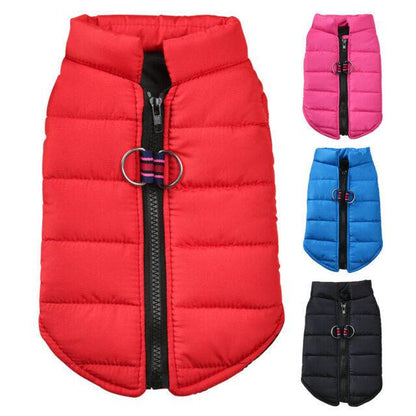 Red Windproof Pet Dog Coat Jacket Winter Warm Padded Vest - TrendyPet's Zone