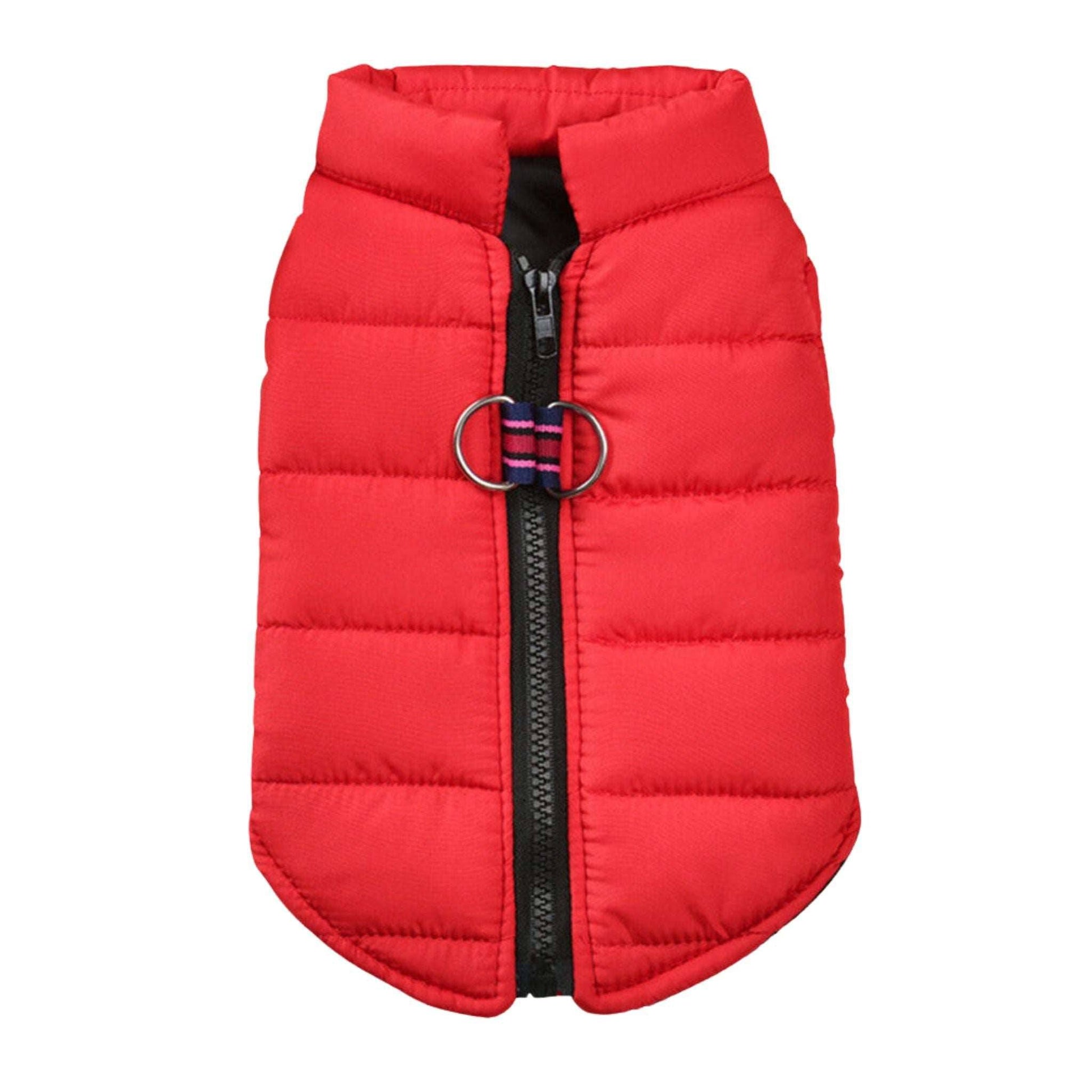 Red Windproof Pet Dog Coat Jacket Winter Warm Padded Vest - TrendyPet's Zone
