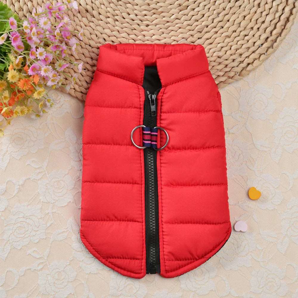 Red Windproof Pet Dog Coat Jacket Winter Warm Padded Vest - TrendyPet's Zone