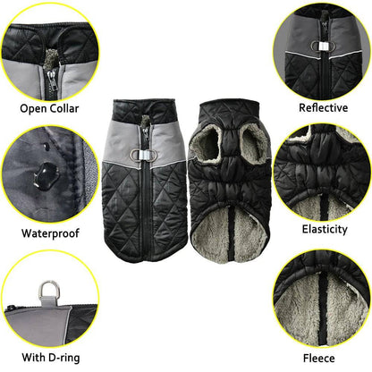 Red Windproof Reflective Dog Jacket Coat Vest with D-ring - TrendyPet's Zone
