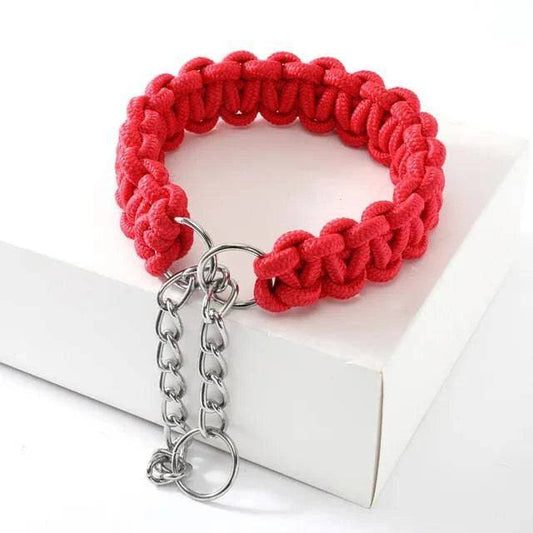 Red Woven Dog Collars P Chain Nylon Adjustable Collar For Small Medium And Large Dogs - TrendyPet's Zone