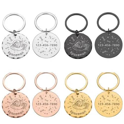 Rocket Print Bottle Cap Design Customized Dog ID Tags with Engraving Name Personalized Nameplate Address Cat Collar Dogs Pets Accessories Cat Supplies Products TRENDYPET'S ZONE