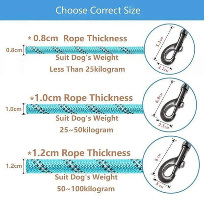 Rose Red 150/200/300cm Strong Pet Reflective Leash For Big Small Medium Large Dog Drag Pull Tow - TrendyPet's Zone