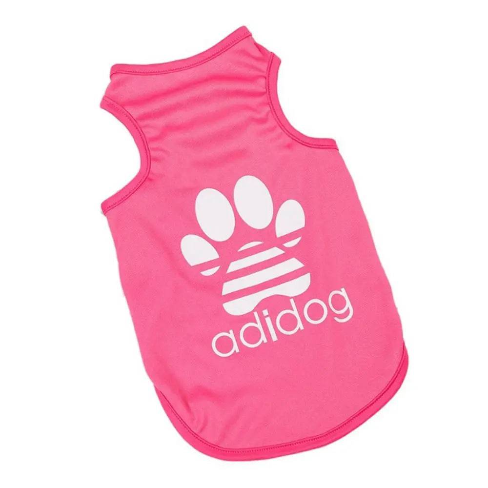 Rose Red Dog Top Puppy Breathable Cool Mesh T-Shirt Cartoon Print Sun Protection Clothing Polyester Thin Vest Summer - TrendyPet's Zone