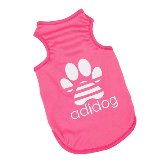 Rose Red Dog Top Puppy Breathable Cool Mesh T-Shirt Cartoon Print Sun Protection Clothing Polyester Thin Vest Summer - TrendyPet's Zone