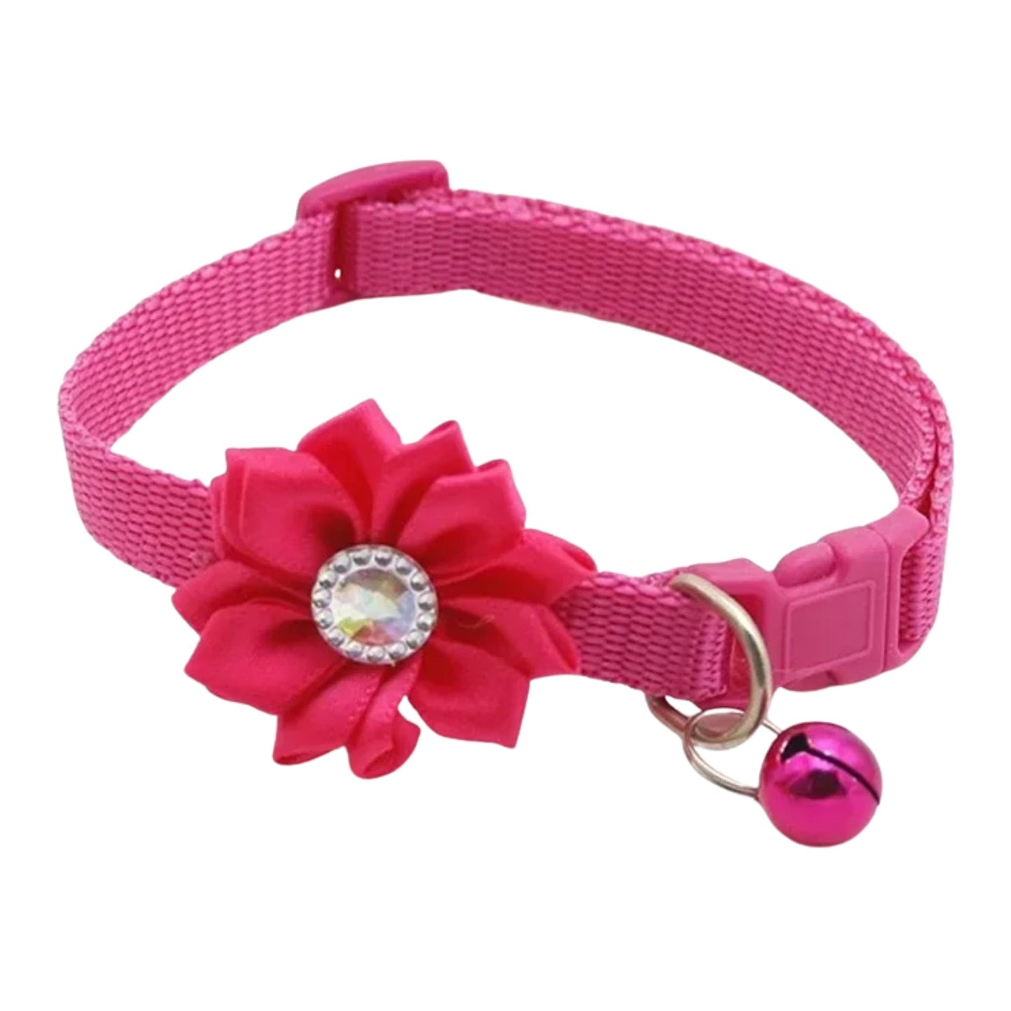 Rose red breakaway cat collar with bell from TrendyPet's Zone, adjustable and comfortable for cats.