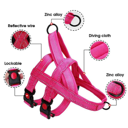 Rose Red No Pull Nylon Dog Harness Reflective Adjustable Dog Harness Vest For Medium Large Dogs Walking Training Belt - TrendyPet's Zone