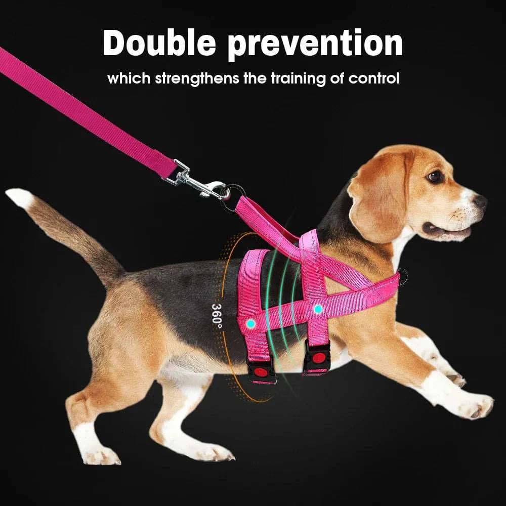 Rose Red No Pull Nylon Dog Harness Reflective Adjustable Dog Harness Vest For Medium Large Dogs Walking Training Belt - TrendyPet's Zone